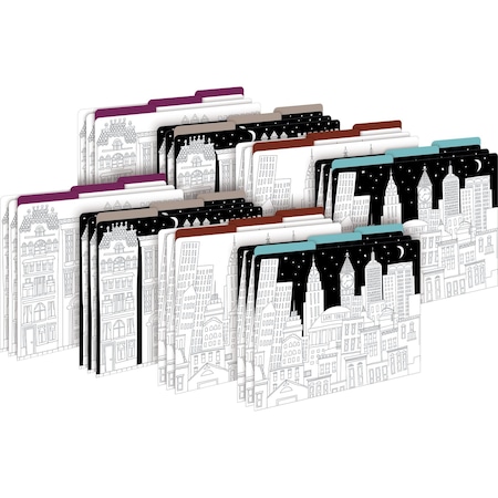 Barker Creek Color Me! Cityscapes Designer Letter-Size File Folders, Multi-Design Set, 24/Package 3965